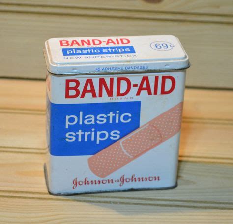 Rare Vintage Metal Band Aid Box Container Tin Sheer Plastic 